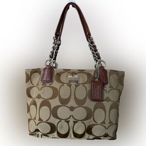 Coach Tan and Brown Signature Tote